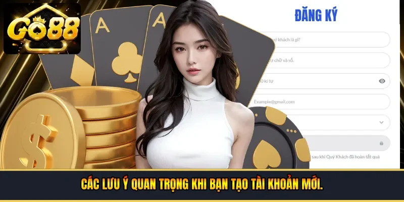 Các lưu ý quan trọng khi bạn tạo tài khoản mới
