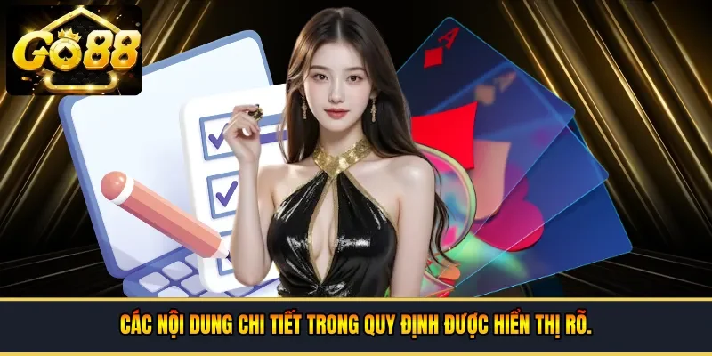 Các nội dung chi tiết trong quy định được hiển thị rõ